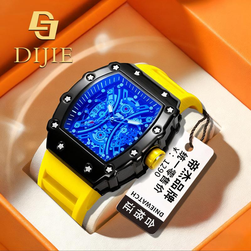 Quartz Watch Men'S Automatic Waterproof Spring Calendar Watch Barrel Type Hollow Fashion