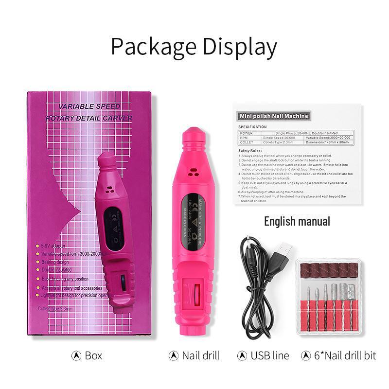 "Portable Electric Nail Polisher with Convenient Handle and Cap"