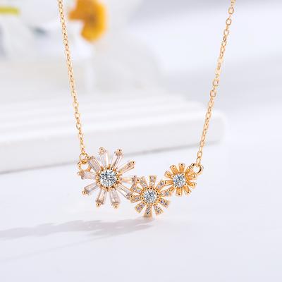 Seiko Full Diamond Sunflower Necklace Feeling Collarbone Chain
