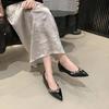 Inner Height Increase, Shallow Mouth Patent Leather Flat Bottom Summer Rhinestone Single Shoes Women'S Evening Shoes Soft Sole French Gentle Temper
