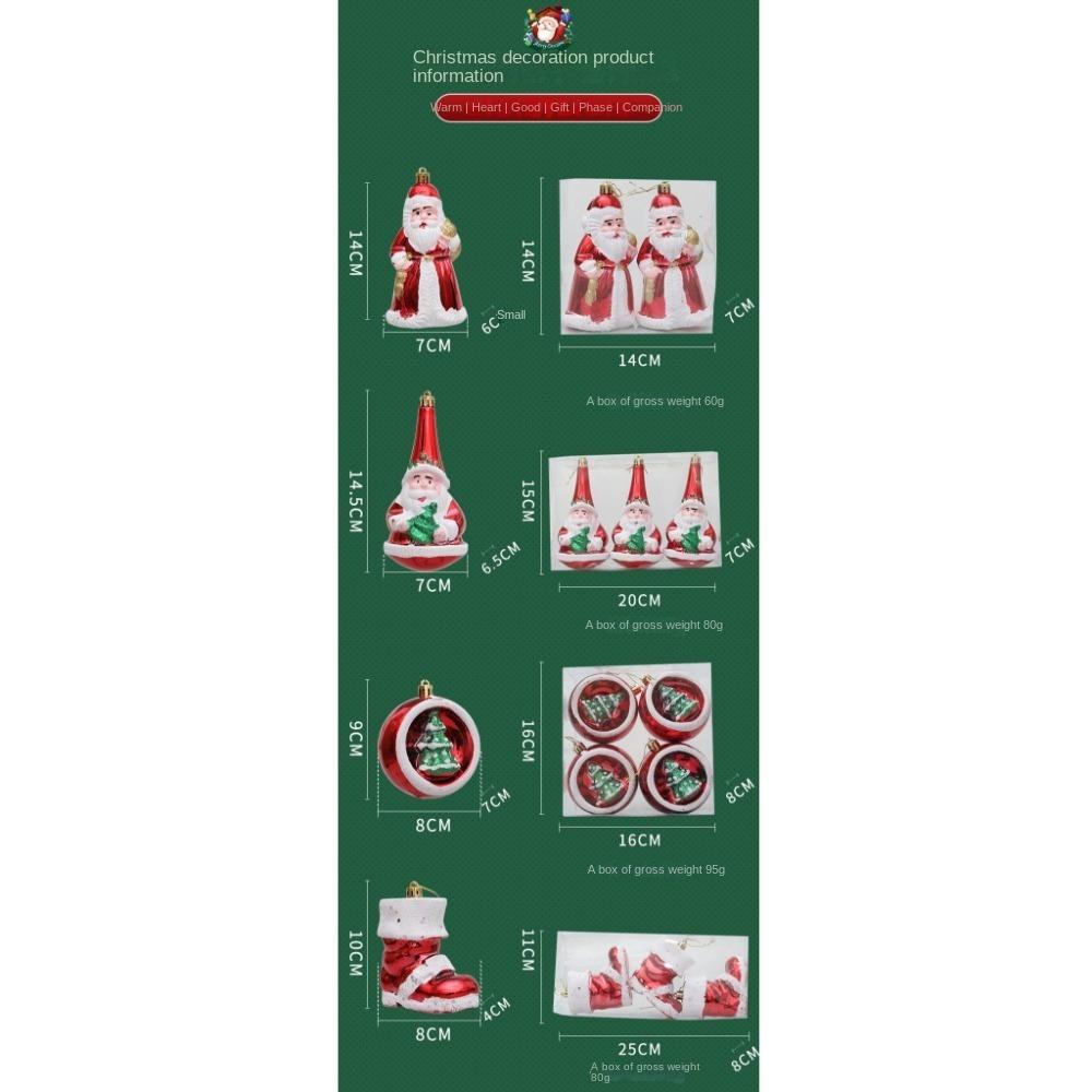 Santa Claus Christmas Tree Ornament Plastic DIY Crafts Painted Christmas Gifts Boxes Pendant New Year Hanging Ornament