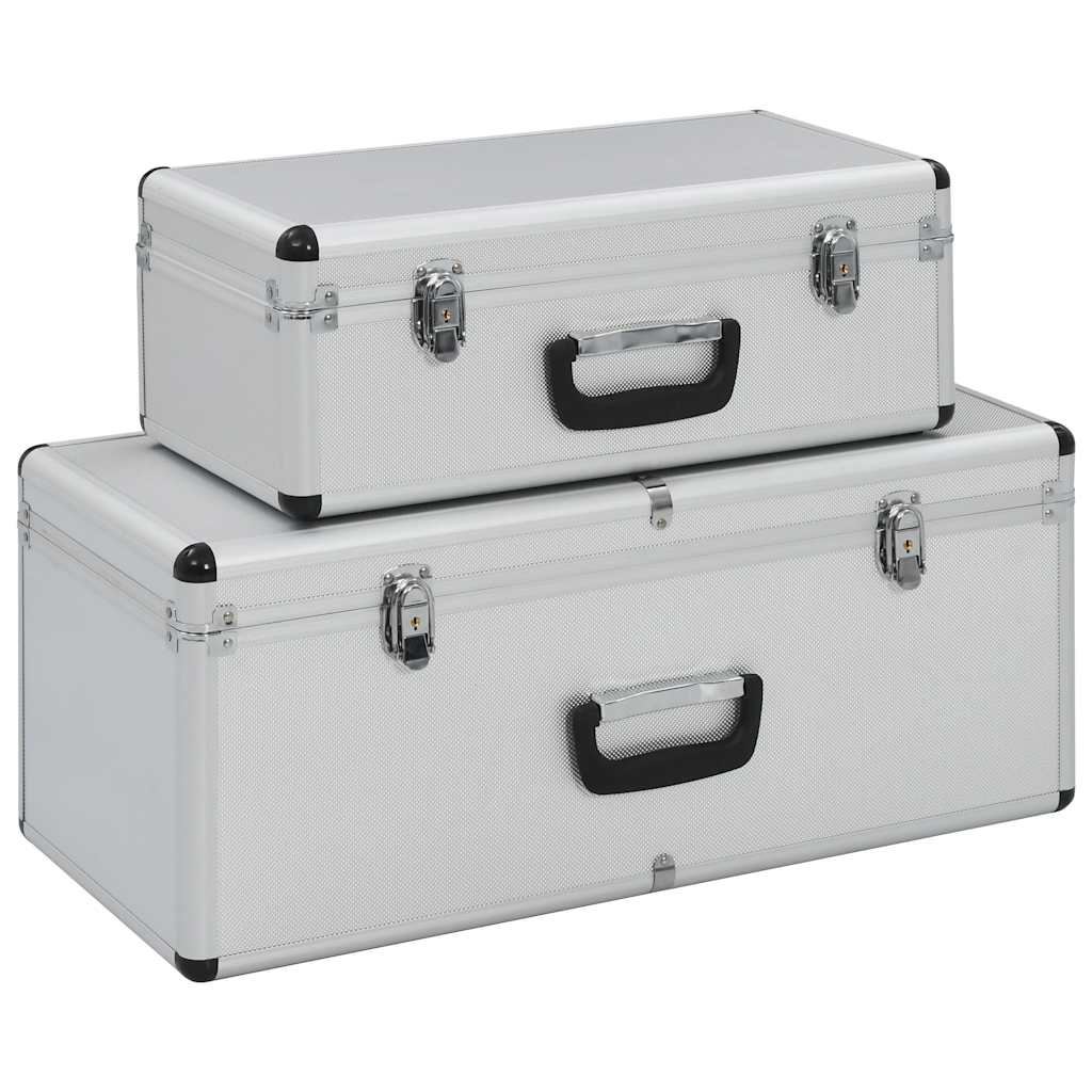 Storage Case Set 2 pcs Silver Aluminum