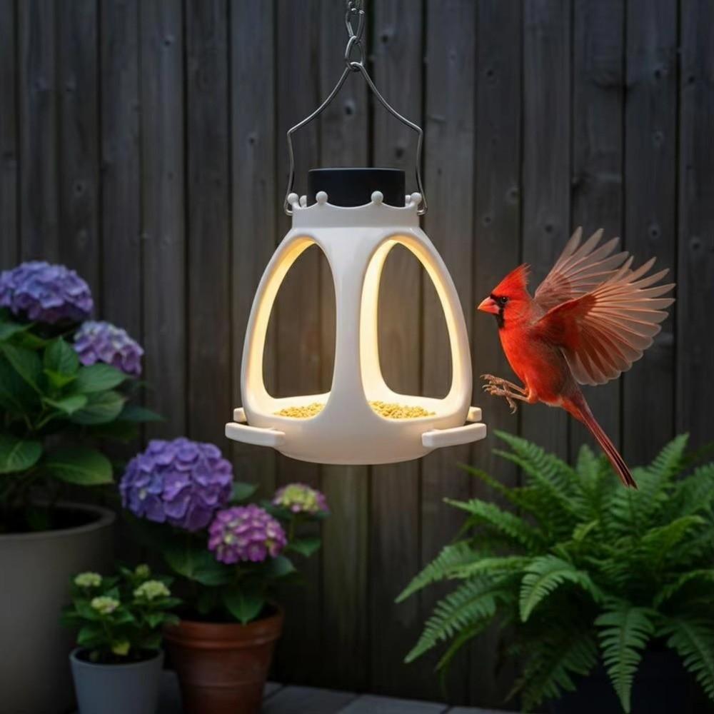 LED Light Solar-powered Bird Feeder Creative Bird Feeding Station Bird Supplies