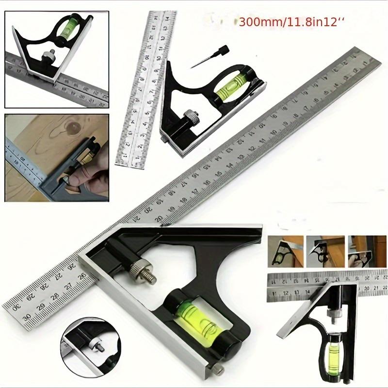 Adjustable Iron Right Angle Ruler Set - Multifunctional Measuring Tool with Combination Square for Woodworking, Carpentry, and Craftsmanship