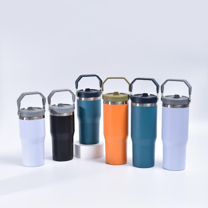 Tasse Thermos Portable en acier inoxydable 304, couvercle en paille Portable, grande capacité, tasse de voiture de 30oz