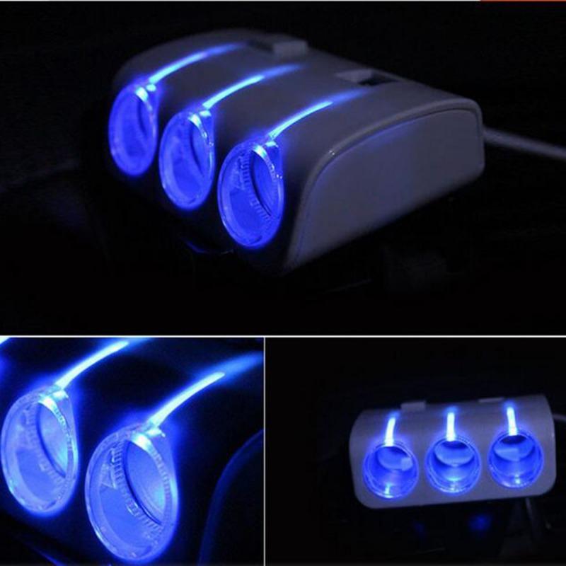 Car Cigarette Lighter One To Three Power Distributor, 60W Multifunctional Car Charger Dual USB Car Phone Charger Usb Hub
