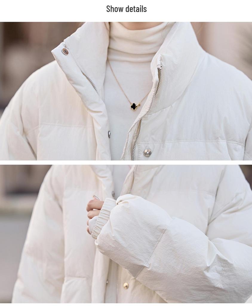 2024 Winter Korean-Inspired Loose Petite Stand-Up Collar Down Jacket for Women