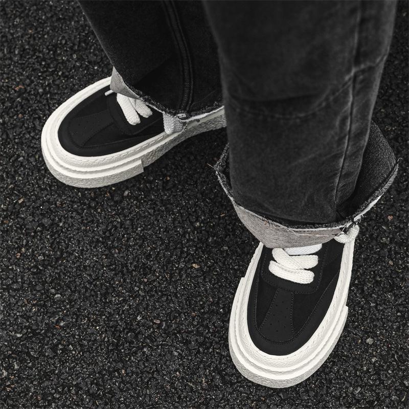 Sports and leisure little white shoes, high-end sense of design, men's niche thick-soled heightening single shoes, spring and autumn 50557-J
