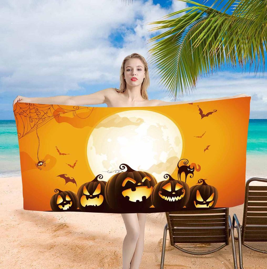 Halloween pumpkin background single-sided printing Beach Towel Home Decoration Bath Towel 75x150cm Bathroom