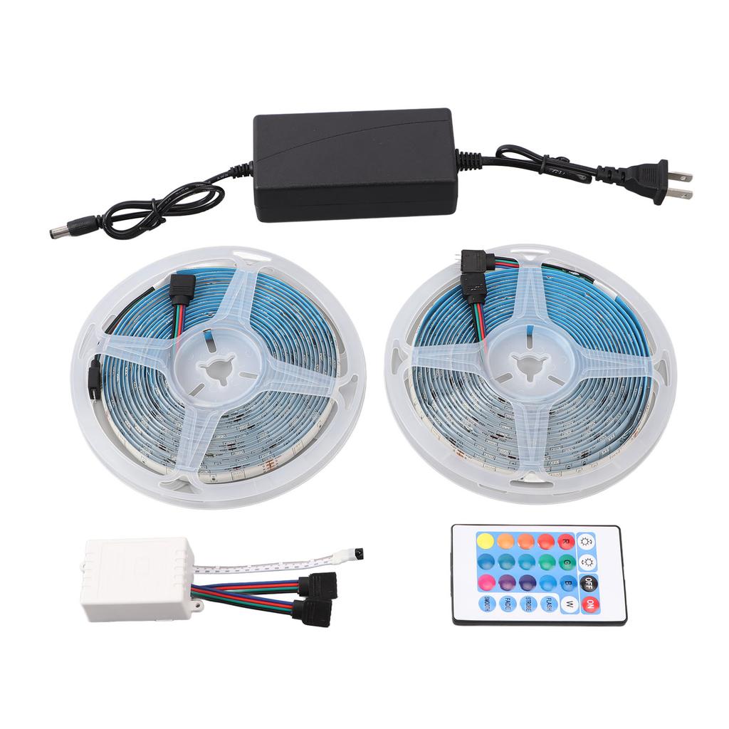 2 BUC Benzi Luminoase LED 16.4ft 12V 5050 RGB Impermeabile cu Schimbare de Culoare Lumini LED Tip Frânghie cu 24 de Taste