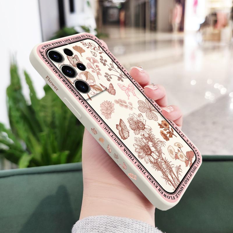 

Butterfly Blue Flower Phone Case For Samsung Galaxy S25 S24 S23 S22 S21 S20 Ultra FE S10 S10E Plus Note 20 Ultra Silicone Cover Galaxy S23 Ultra белый