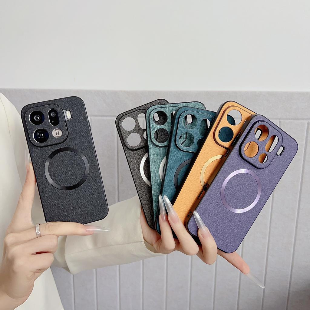 Für Oppo Find X9 X8 Pro für Magsafe Magnetisches Kabelloses Laden Handyhülle für Find X8 Ultra Find X9Pro Leder Schutzhülle