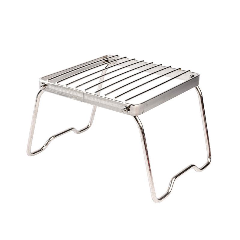 Outdoor Stainless Steel Stove Holder Camping Portable Folding Mini Barbecue Rack Set Pot Holder Baking Tray Holder Kitchenware серебряный