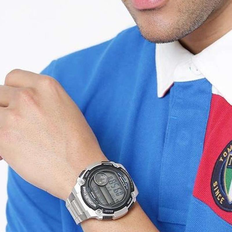 Casio Seria YOUTH-Afișaj Digital cu Disc STANDARD Zece Ani Alimentare Sporturi de Agrement Afișaj Digital Impermeabil Mișcare Quartz Oțel Inoxidabil AE-3000WD-1A