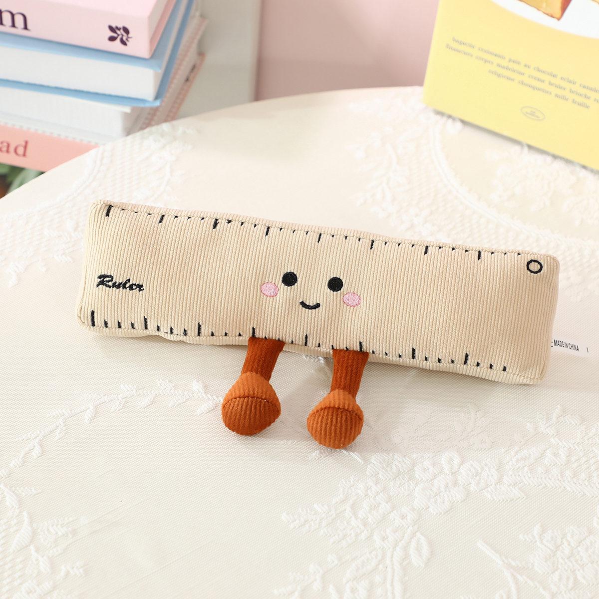 1 Stuks Kantoorspullen Pluche Speelgoed Lachend Kawaii Gezicht Potlood Boek Liniaal Met Poten Mensachtige Pop Decor Pluche Speelgoed Verjaardagscadeau