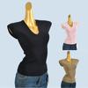 Simple and Versatile ~ Good Quality Slimming Slim Fit Qu Zhu V-neck Temperament Knit Summer Short Sleeve T-shirt Top Women