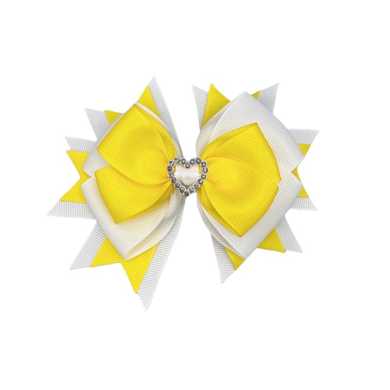 Cross-Border Fashion: Ribbed Band Swallowtail Hair Clip with Gemstones for Girls жёлтый