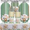 Jungle Birthday Party Decorations Animal Disposable Tableware Set Forest Woodland Safari Birthday Animals Theme Party Supplies