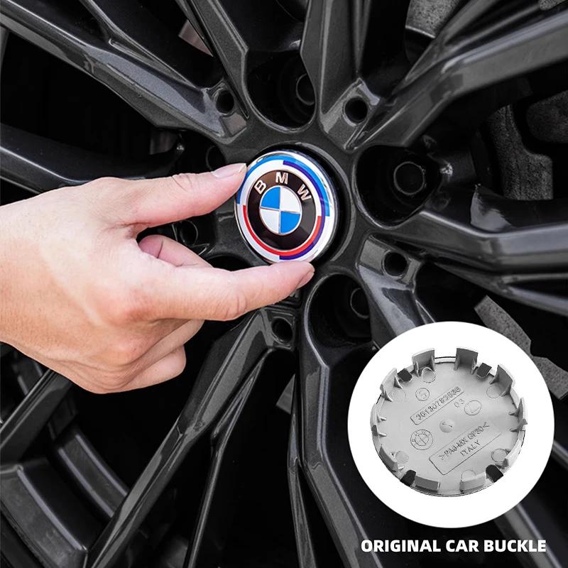 4 pezzi 68mm Tappo Centrale Ruota Auto Logo Distintivo Mozzo Copriruota Per BMW E46 E38 E60 E90 E93 F20 F30 X3 X5 Blu Bianco Nero Anniversario