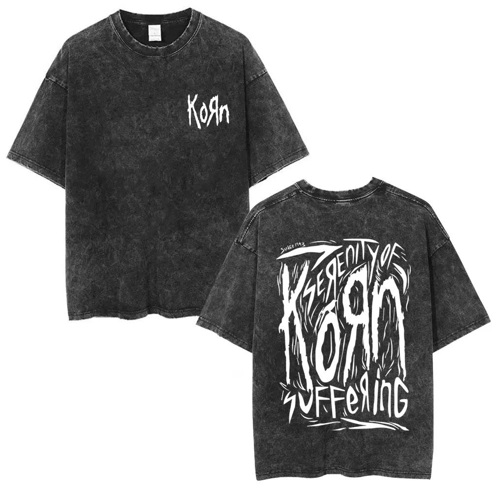 Korn Follow The Leader Got The Life Washed T Shirts Men Women Classic Metal Gothic Rock Band Tshirts Vintage Oversized Tshirt