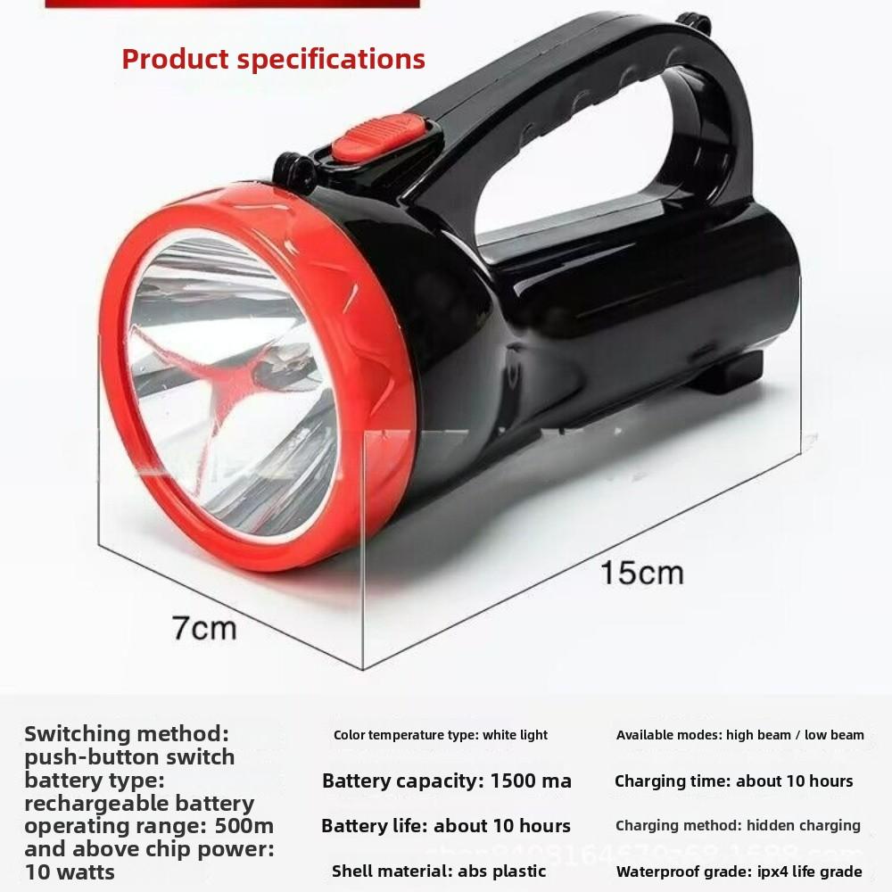 Super Bright LED Searchlight-High Power Handheld Spotlight with Long Throw Tactical Lighting for Patrol Flood Control & Camping