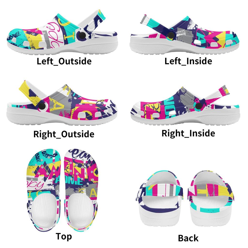 Colorful Printed EVA Clogs Women Men Slip On Breathable Garden Shoes Lightweight Beach Pool Bathroom Home Wear Indoor Outdoor Use