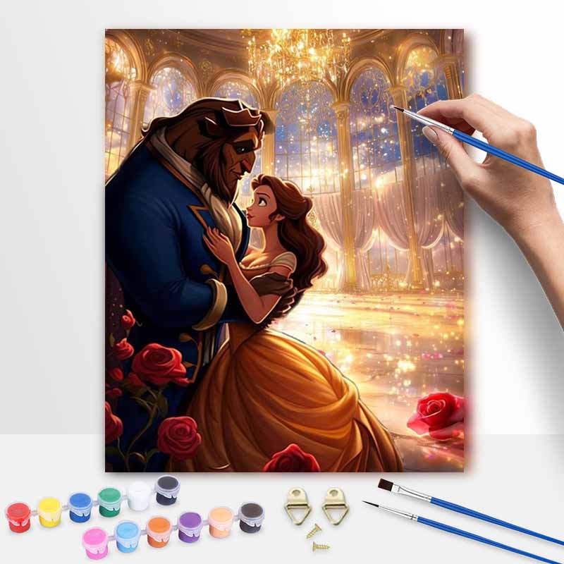 Disney oil painting Beauty and the Beast handmade diy art painting home decoration