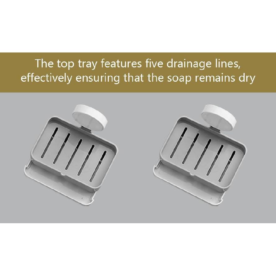 POTENTIA Adhesive Soap Holder Dish Container for Shower Wall Mounted NO-Drilling Self Draining Removable Tray Waterproof Bar Soap Sponge Holder for