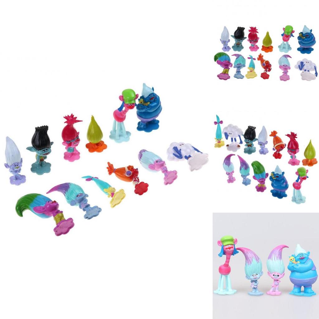 Trolls Movie Poppy Branch Action Figures Cake Toppers Doll Toy Gifts 12 Pcsset