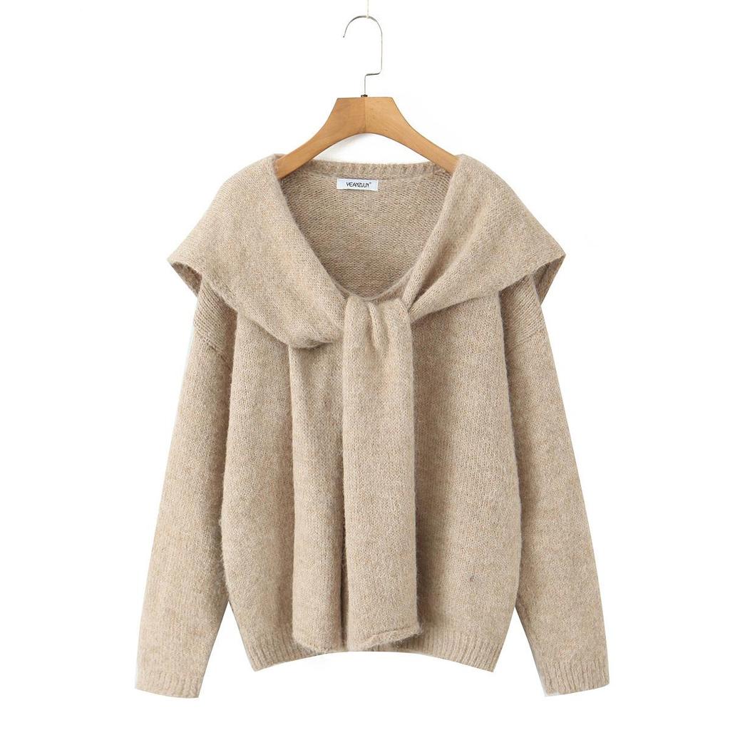 French Autumn Gentle Style Soft Knitwear Pullover and Shawl Two-Piece Set Sweater Top