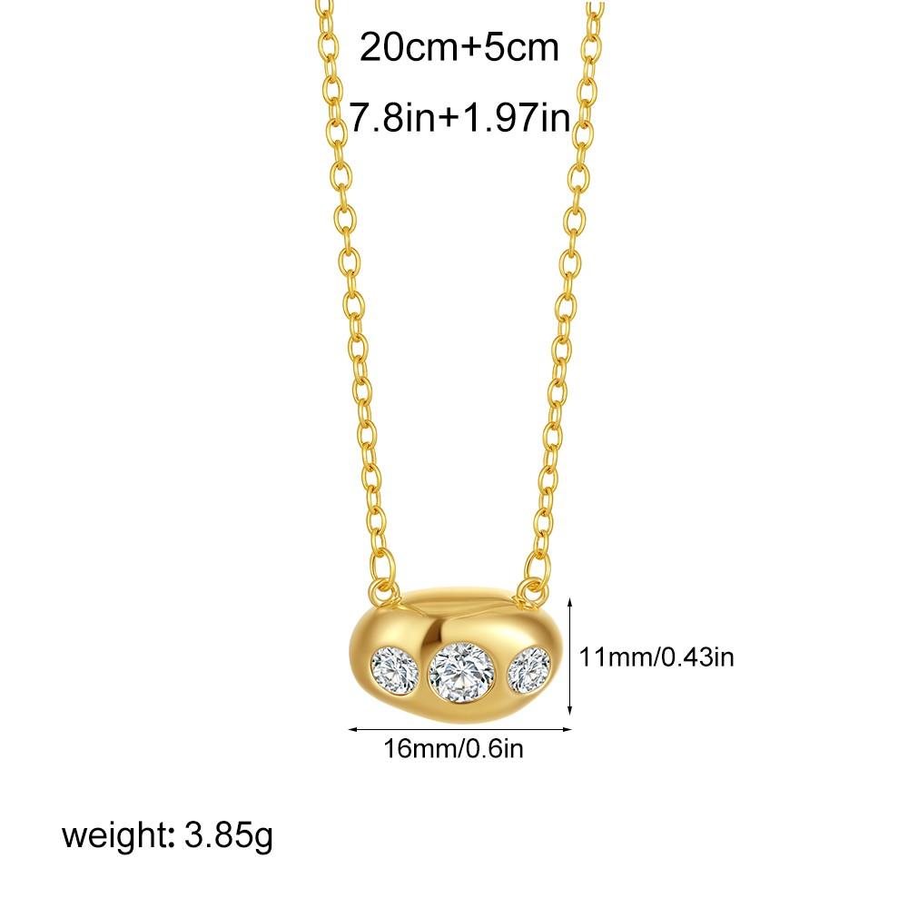 Delicate Minimalist One Piece Geometric Oval Pendant Necklace for Women Shiny Inlaid Zircon Gold Color Choker Fashion Zircon