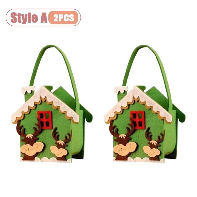 1-8PCS Christmas Felt Handbag Cute Cartoon Candy Gift Bag for Kids Decorative Hand Carry Holiday Tote for Children