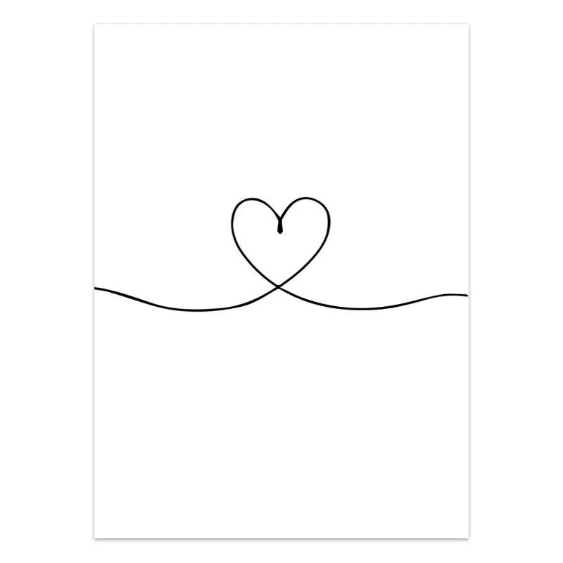 Black White Couple Line Wall Art Canvas Painting Line Drawing Hand Love Kiss Posters and Prints Nordic Picture Living Room Decor