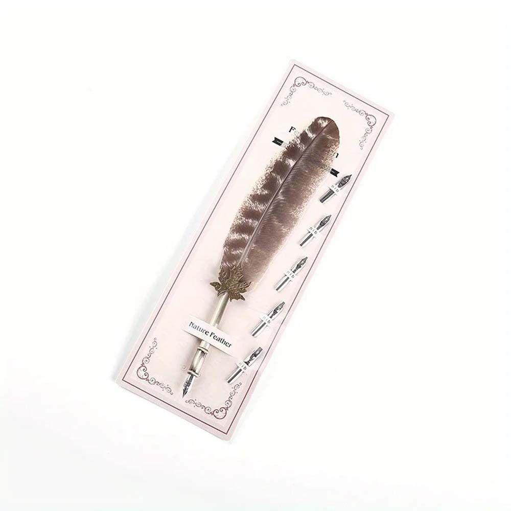 Fountain Pen Peacock Feather Pen European Vintage Feather Dip Pen Signature Ink Pen Writing Tools