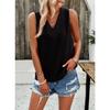 GMXIA Women's Spring and Summer Casual Solid-color V-neck Sleeveless Top T-shirt