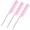 3pcs Professional Pointed Tail Salon Ponytail Comb Anti-static Hair Comb Steel Needle Mouse Tail Comb Special for Real Hair Wigs