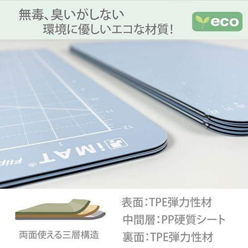 iMAT Flip Cutting Mat, M Type, Double-Sided, TPE, Foldable, Light Gray