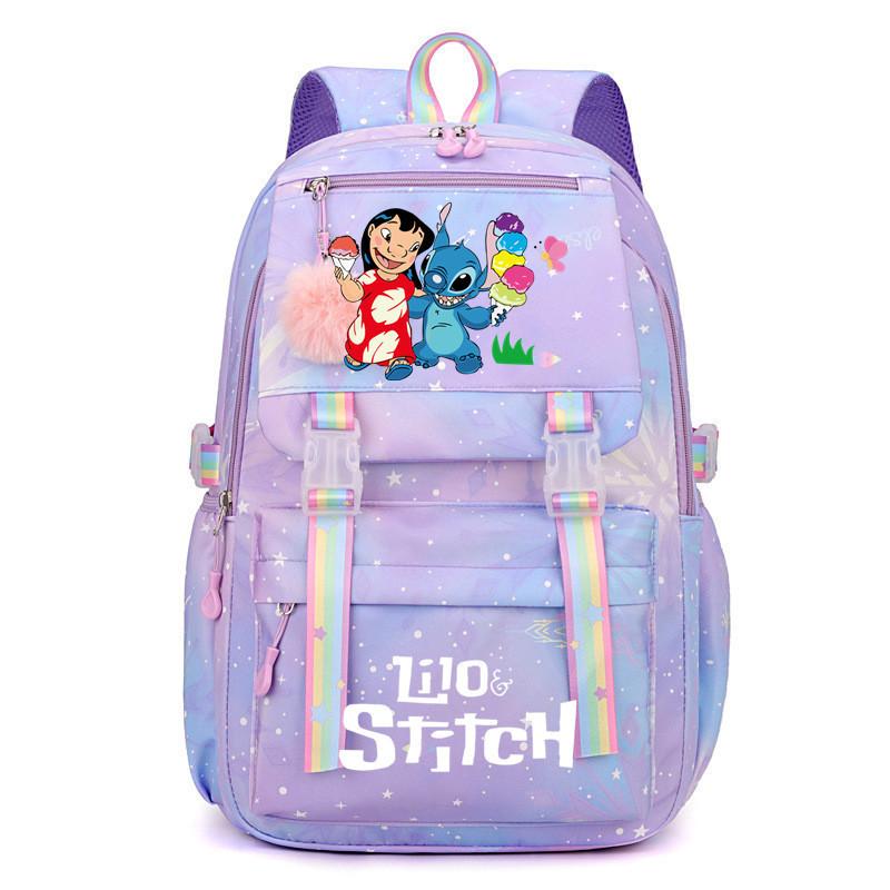 Lilo & Stitch Backpack for Kids Boys Girls, Large Capacity School Bag, Cute Cartoon Daypack, Blue