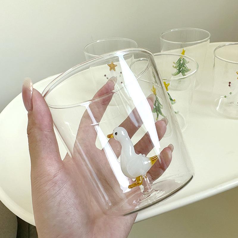 Tazza da Latte in Vetro Creativa 3D Albero di Natale Resistente al Calore