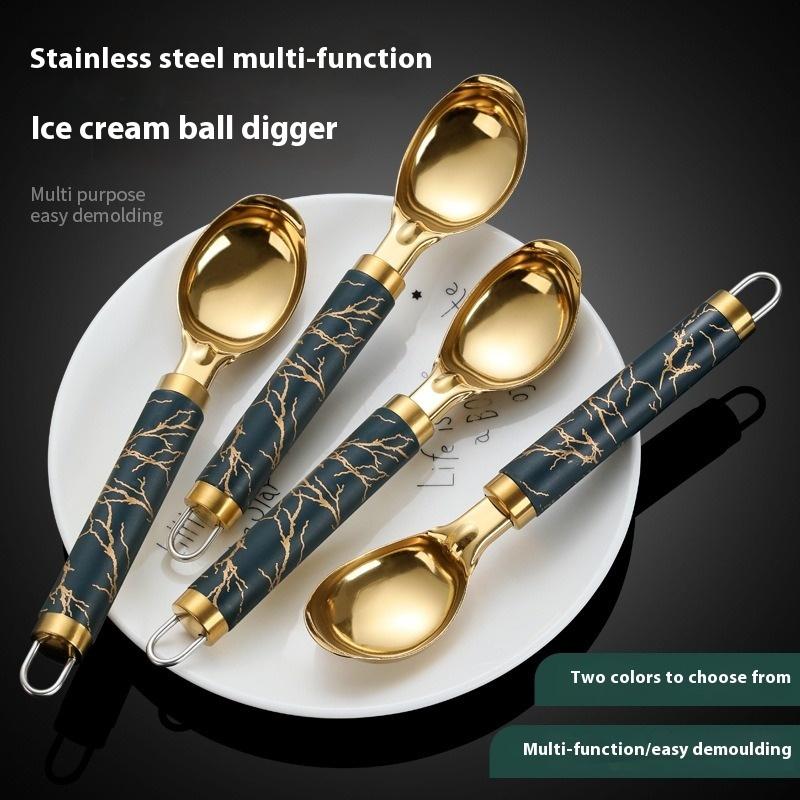 4 Stainless Steel Titanium Set Thickened Dessert Multi Functional Ice Cream Scoop Suitable for Watermelon Fruit