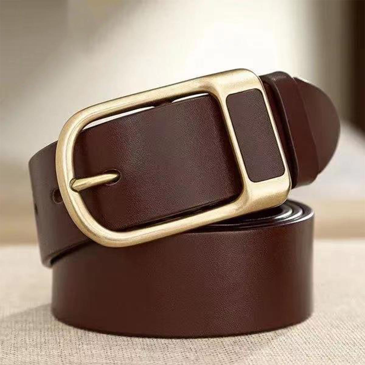 

Чоловічий ремінь із пряжкою Paul, автентичний дизайн Polo [Free Punch] 3.3 with leather gold buckle coffee