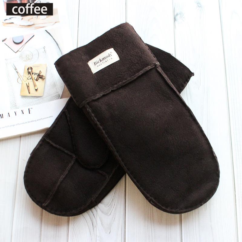 Winter Warm Sheepskin Fur Mittens Men's Thickened Windproof and Cold-Proof Wool Lining Plus Fertilizer Increase Leather Gloves