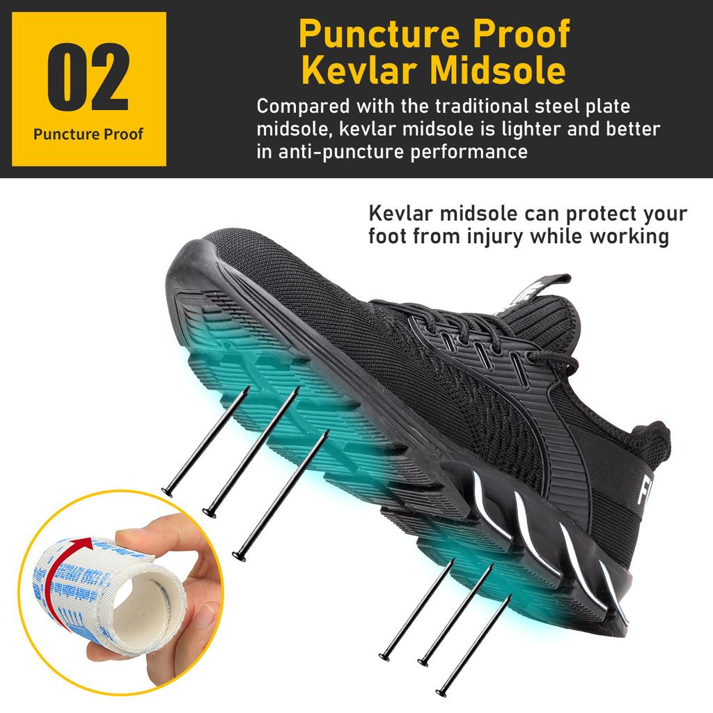 Fashion Safety Shoes Men Contruction Steel Toe Work Safety Boots Man Outdoor Indestructible Work Sneaker Men's Work Shoes 36-47