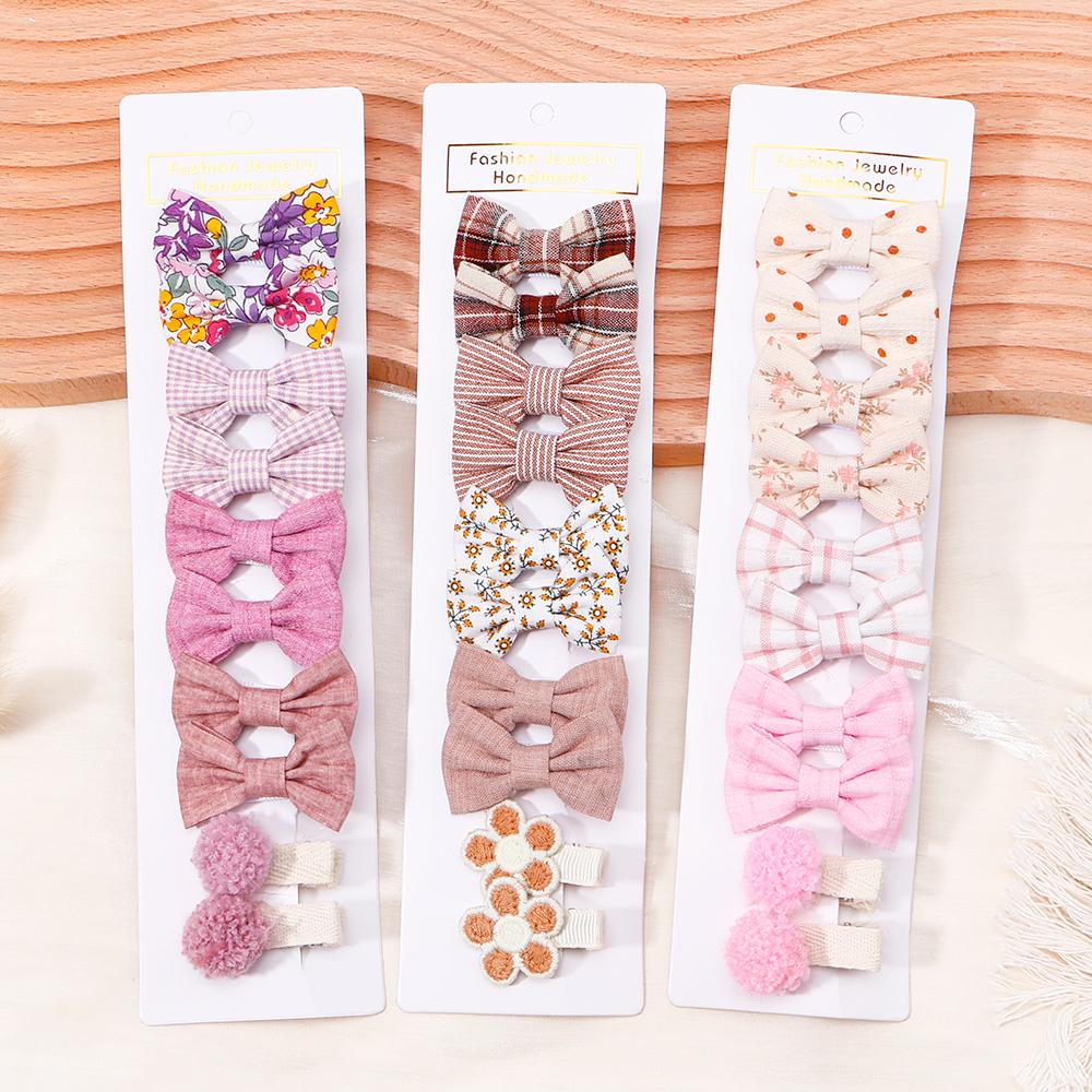 10pcs/lot Handmade Printing Hair Bows Hairclip for Baby Girls Lovely Corduroy Safe Hairpins Barrettes Children Hair Accessories