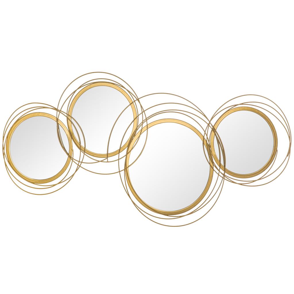 Metal Wall Art 56cm Modern Decorative Mirror Decor for Living Room Bedroom Dining Room, Gold