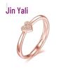 Jin Yali Korean Heart-Shaped Diamond-Inlaid Open Silver Ring - 925 Copper Jewelry