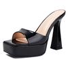 Sexy Women's Slippers Peep Toe High Heels Platform Mules Summer Shoes 2025 Outdoor Designer Luxury Gold Silver Pink Slide Ladies