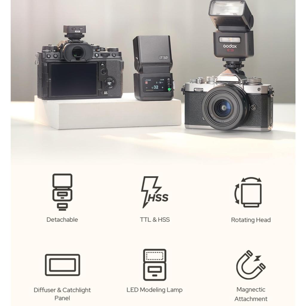 Godox IT32 TTL Flash for Nikon Touchscreen Second Recycle Magnetic Camera for and Street Photography + X5-N Cameras, Speedlite, 2.4G Wireless, GN18,