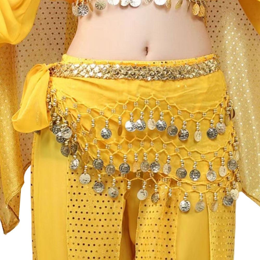 with Gold Color Coin Women Belt Skirt Tassel Belly Dance Belt Fashion Waist Chain Show Costumes