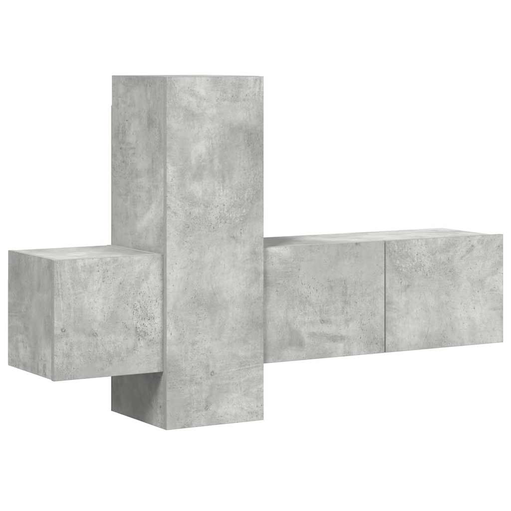 3 piece TV cabinet set concrete grey particleboard
